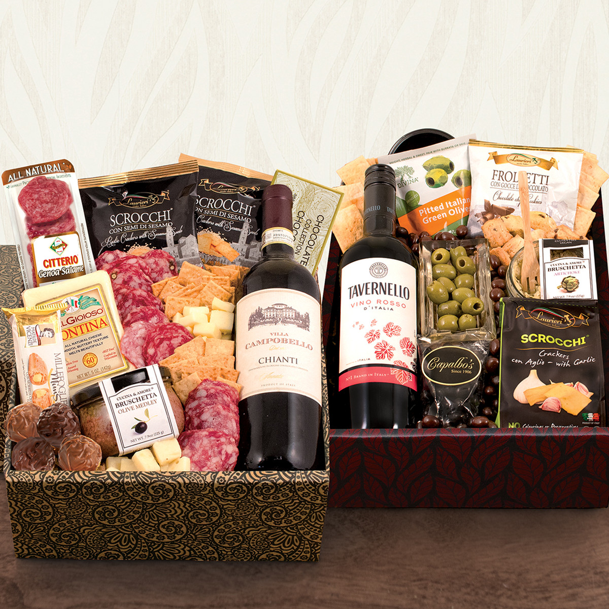 Taste of the Old Country Italian Wines and Antipasto Double Decker Gift Box